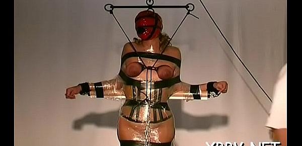  Tied up woman coercive to endure severe bdsm xxx moments